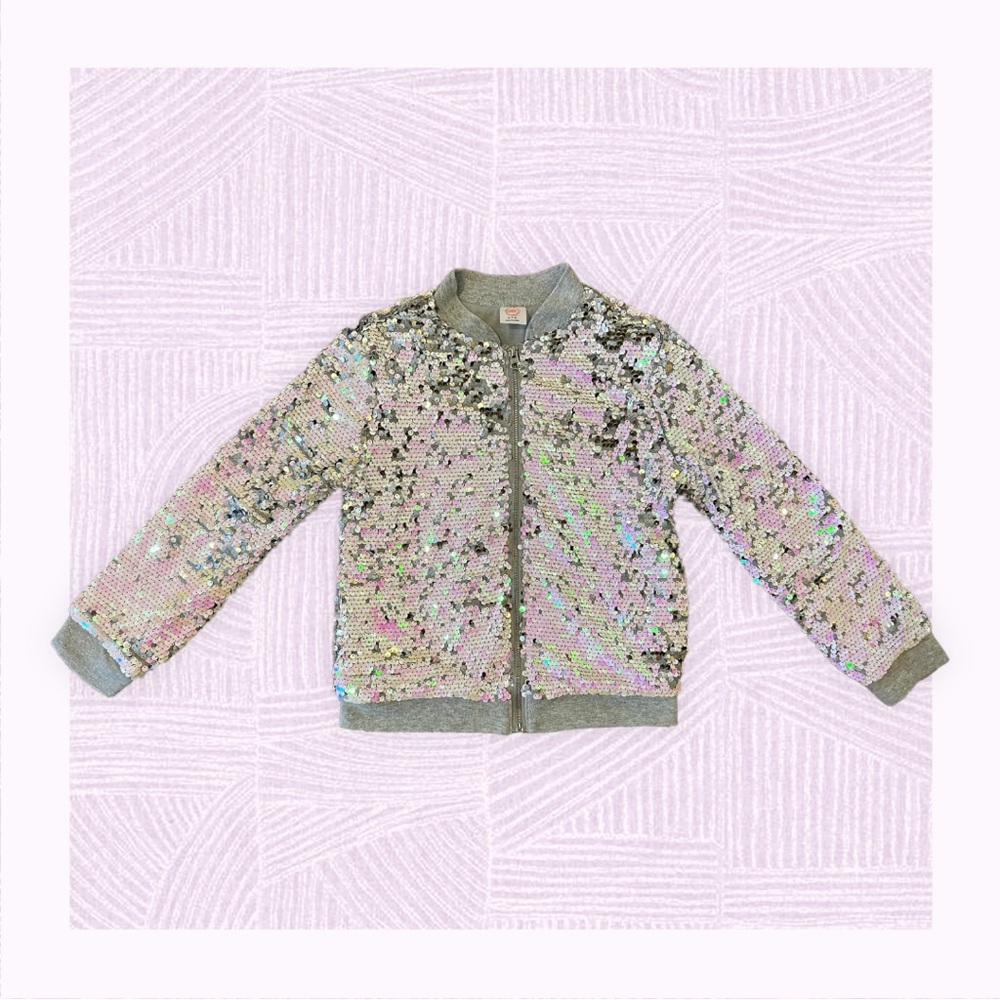 Kids sequins zip up sweater size 7/8